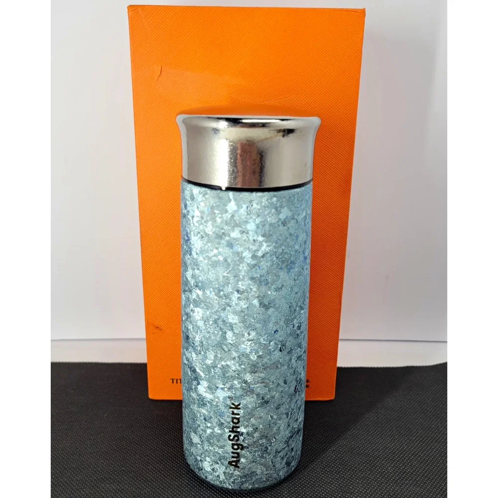AugShark Pure Titanium Tea Infuser Bottle Frosted Blue w/ Original Box